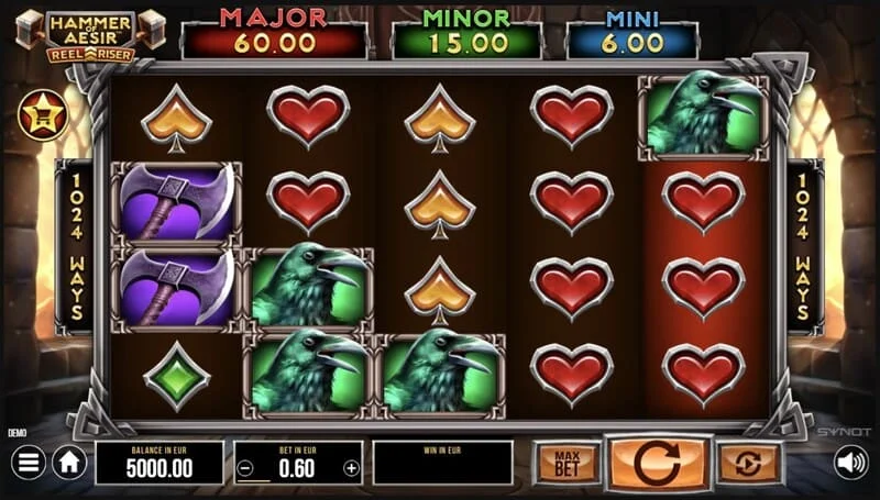 Hammer of Aesir - spelscherm met rollen